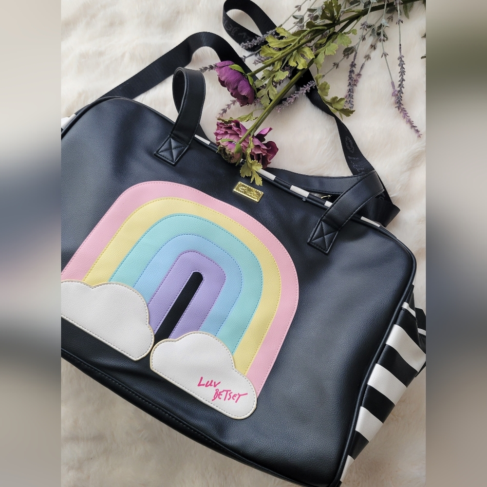 Black Rainbow Tote Bag. Travel Bag. Weekender.